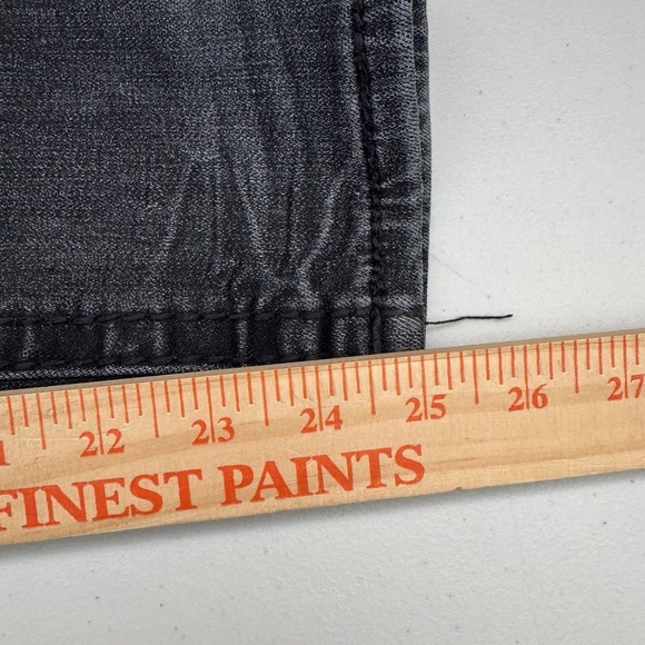 Rock Revival Jeans Mens 33 x 25 Leeroy Black Leather Patch Slim Straight - Picture 15 of 16